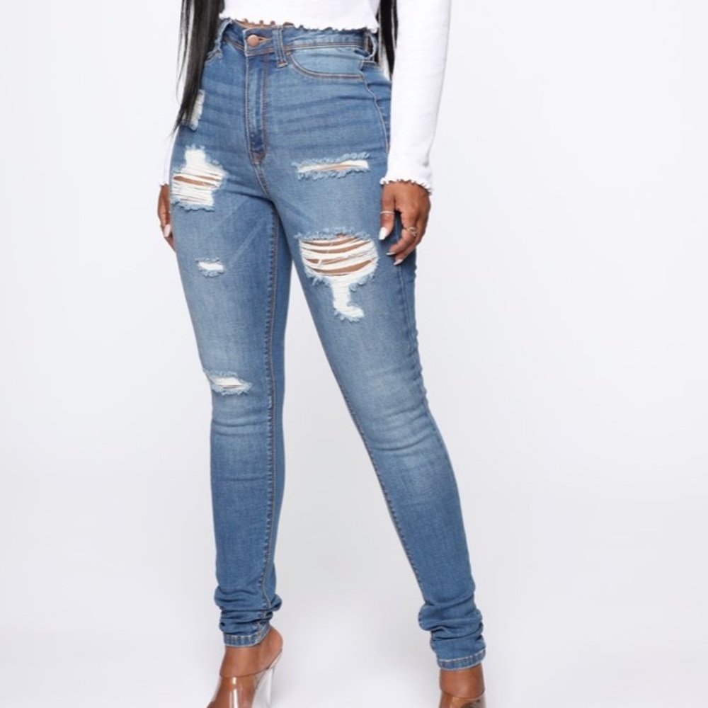 Fashion Nova Blue Skinny Jeans